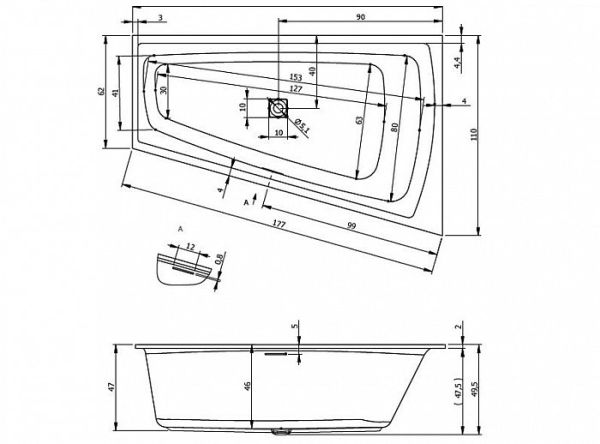 Акриловая ванна Riho Still Smart 170 см L