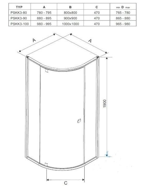 Душевой уголок Ravak Pivot PSKK3-90 90х90 см стекло прозрачное