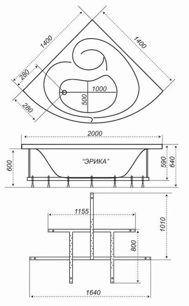 Акриловая ванна Triton Эрика 140x140 см