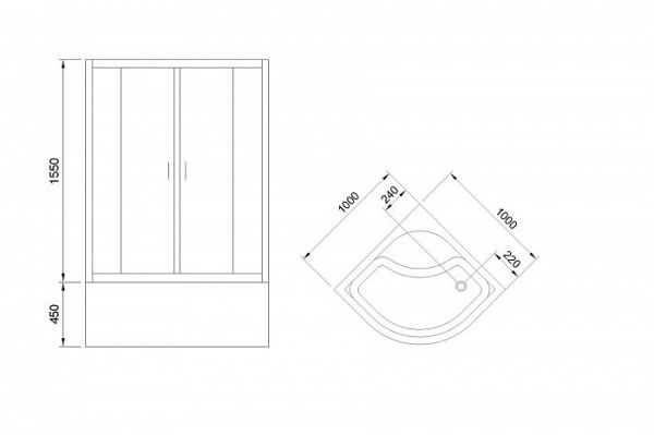 Душевой уголок Royal Bath 100BK-C матовое