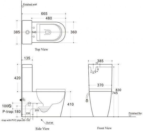 Унитаз-компакт Aquanet Rimless Atago-C1 BL-104N-TPT