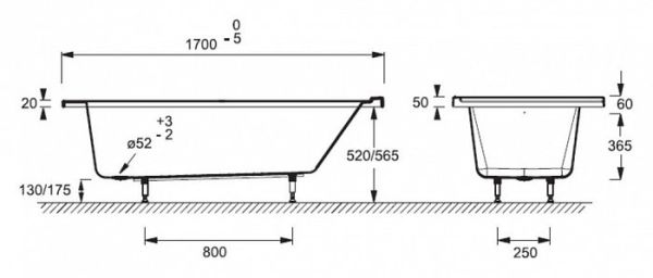 Акриловая ванна Jacob Delafon Formilia 170x80 правая
