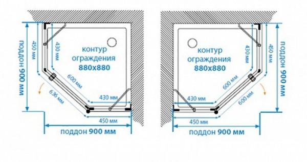 Душевой уголок Акватон Lax L пятиугольник, 90х90 см Душевой уголок Акватон Lax L пятиугольник, 90х90 см