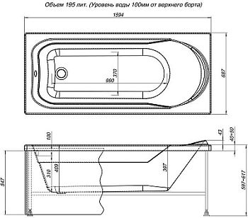 Фронтальная панель для ванны Aquanet West/Nord/Roma 160