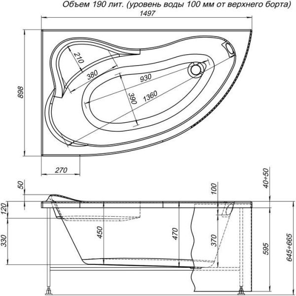Фронтальная панель для ванны Aquanet Atlanta 150 L