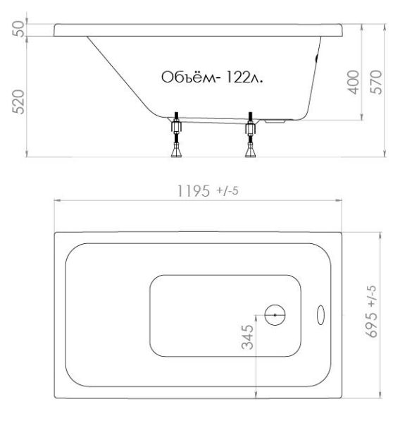 Акриловая ванна Triton Ультра 120x70 см Акриловая ванна Triton Ультра 120x70 см