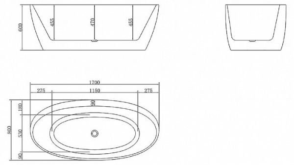 Акриловая ванна BelBagno BB404-1700-800, 170x80 см Акриловая ванна BelBagno BB404-1700-800, 170x80 см