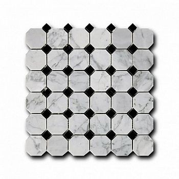 Мозаика Octagon Bianco Carrara Nero Marquina 30.5x30.5