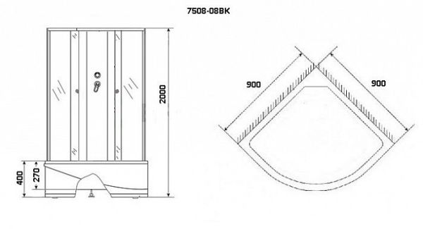 Душевая кабина Niagara Eco NG-7508-08BK BLACK 90x90x200 стекло мозаика