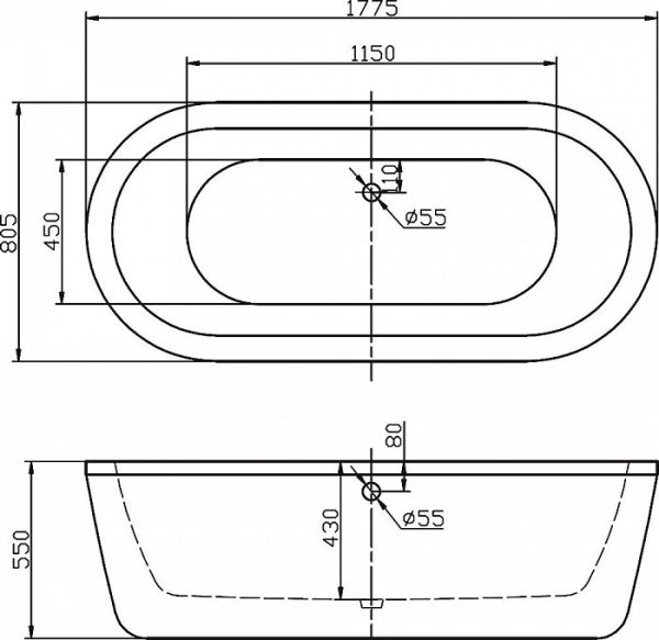 Акриловая ванна BelBagno BB12-1775 Акриловая ванна BelBagno BB12-1775