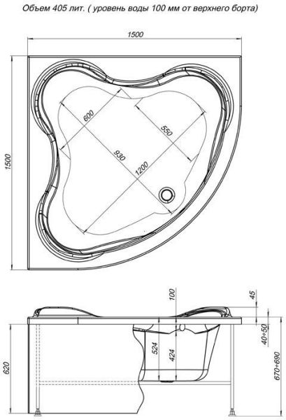Фронтальная панель для ванны Aquanet Flores 150