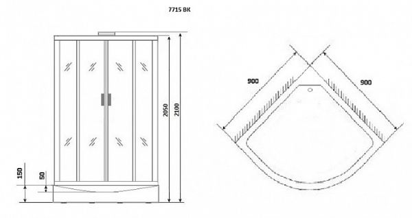 Душевая кабина Niagara Luxe NG-7715WBK 90х90х210 стекло прозрачное