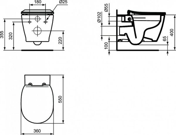 Унитаз подвесной Ideal Standard Connect безободковый E822301 Унитаз подвесной Ideal Standard Connect безободковый E822301