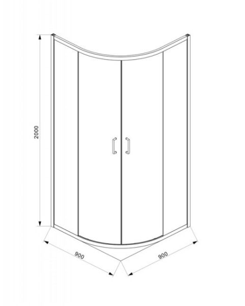 Душевой уголок Bravat Blackline BS090.1201B 90x90x200 см четверть круга черный