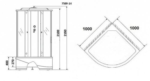 Душевая кабина Niagara Eco NG-7509-14 BLACK 100x100x215 стекло мозаика