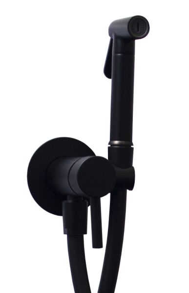 Set гигиен. Душа TWEET ROUND MIX душ и держатель из металла, шланг металл 1200мм, co СМЕСИТЕЛЕМ, цвет Черный матовый
