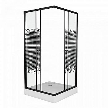 Душевой уголок Niagara Eco NG-009-14Q BLACK 90х90х195 стекло мозаика