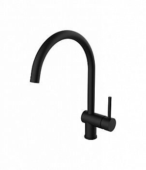 Смеситель для мойки с поворот.изливом, Черный матовый