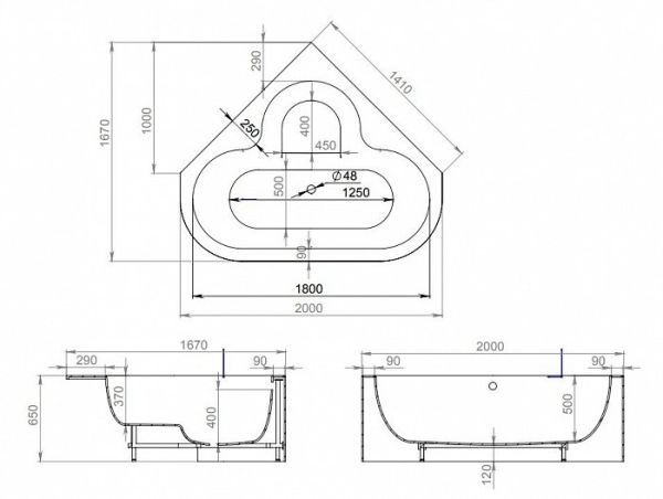 Ванна из искусственного камня Salini Igina Sapirit 1993 101211М Ванна из искусственного камня Salini Igina Sapirit 1993 101211М