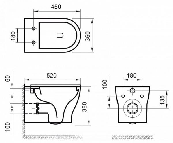 Унитаз подвесной BelBagno Kraft BB064CHR безободковый P-trap Унитаз подвесной BelBagno Kraft BB064CHR безободковый P-trap