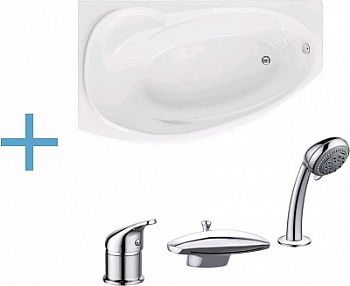 Акриловая ванна Aquanet Jersey 170x90 L (каркас + смеситель Aquanet Practic 2 AF111-63B)