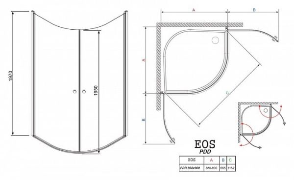 Душевой уголок Radaway EOS PDD 90x90x197 см прозрачное стекло