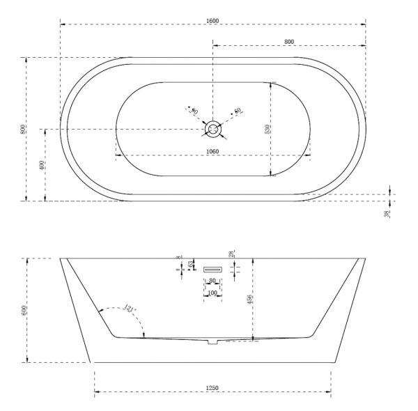 Акриловая ванна ABBER AB9203-1.6 Акриловая ванна ABBER AB9203-1.6