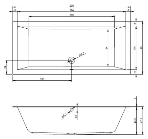Акриловая ванна Riho Lugo 200x90 см