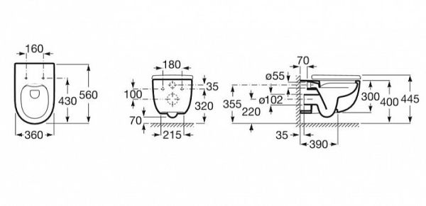 Унитаз подвесной Roca Meridian 34624L000