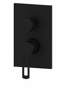 Смеситель встраиваемый для душа на 3 выхода с накладкой нерж сталь 120х190мм.девиатор-картридж, 3 положения+3 комбо, Черный матовый