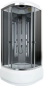 Душевая кабина Arcus AS-111-9 90x90 см фронтальные стекла серые тонированные задние матовые серебро