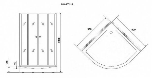 Душевой уголок Niagara Eco NG-007-14 BLACK 90х90х195 стекло мозаика