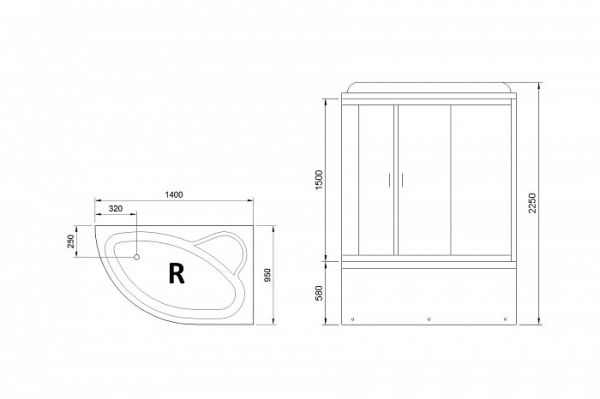 Душевая кабина Royal Bath 140ALP-C матовое правая