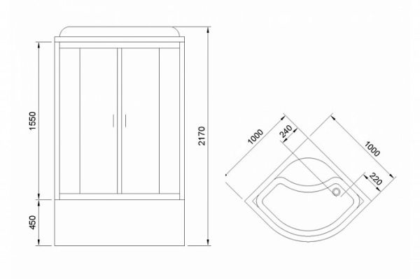 Душевая кабина Royal Bath 100BK6-WC белое/матовое