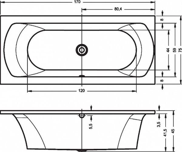 Акриловая ванна Riho Lima 170 см