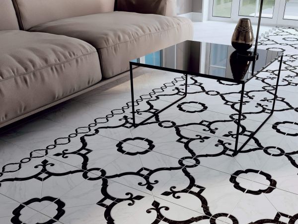 Декор Фрагонар наборный чёрный 9,9х9,9