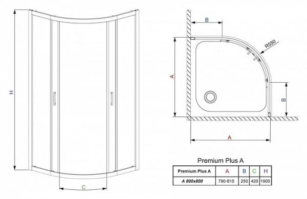 Душевой уголок Radaway Premium Plus A 30413-01 80x80x190 см стекло прозрачное