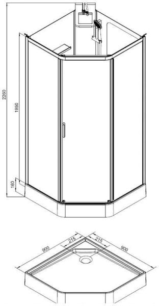 Душевая кабина Aquanet Passion P 90x90, прозрачное стекло
