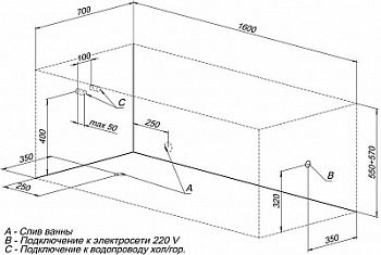 Акриловая ванна Aquanet Dali 160x70