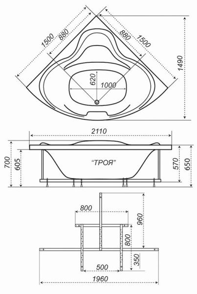 Акриловая ванна Triton Троя 150x150 см Акриловая ванна Triton Троя 150x150 см