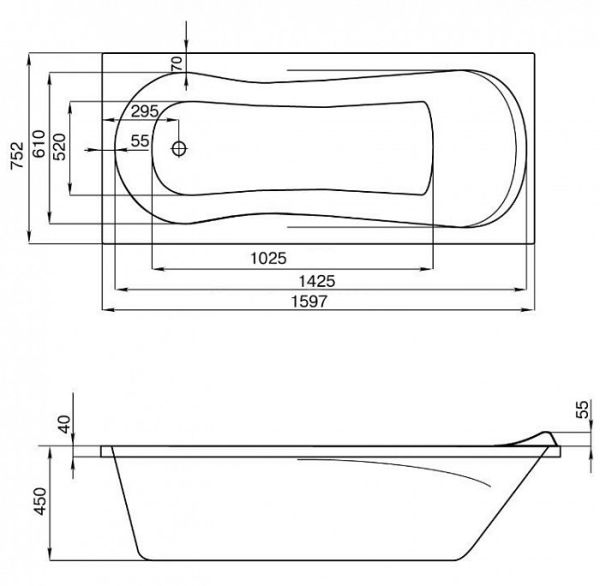 Акриловая ванна Santek Каледония 160х75 см