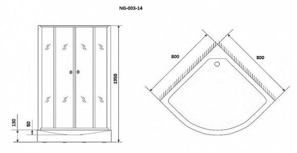Душевой уголок Niagara Eco NG-003-14 BLACK 80х80х195 стекло мозаика