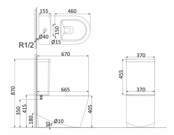 Унитаз-компакт Creo Ceramique Rennes с быстросъемным сиденьем микролифт