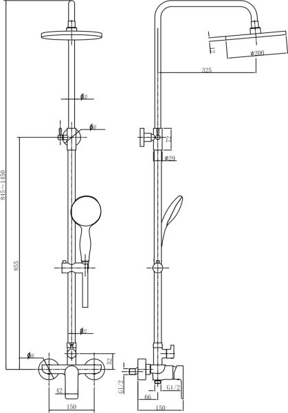 Душевая стойка Aquanet Arctic R AF520-71-R-CW