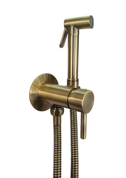 Set гигиен. Душа TWEET ROUND MIX душ и держатель из металла, шланг металл 1200мм, co СМЕСИТЕЛЕМ, цвет бронза