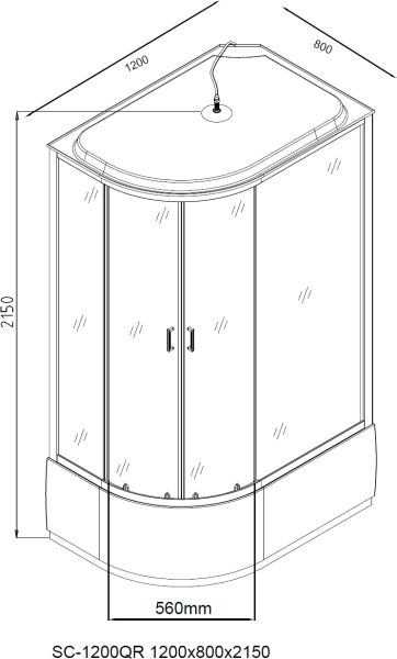 Душевой бокс Aquanet SС-1200Q-R 1200x800, рифленое стекло