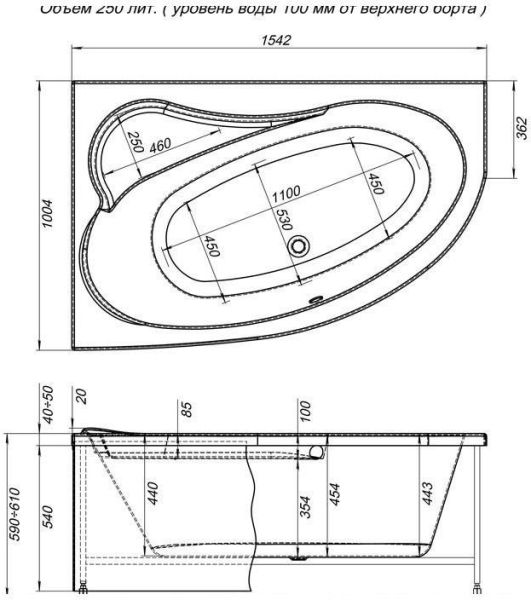 Акриловая ванна Aquanet Luna 155x100 L Акриловая ванна Aquanet Luna 155x100 L