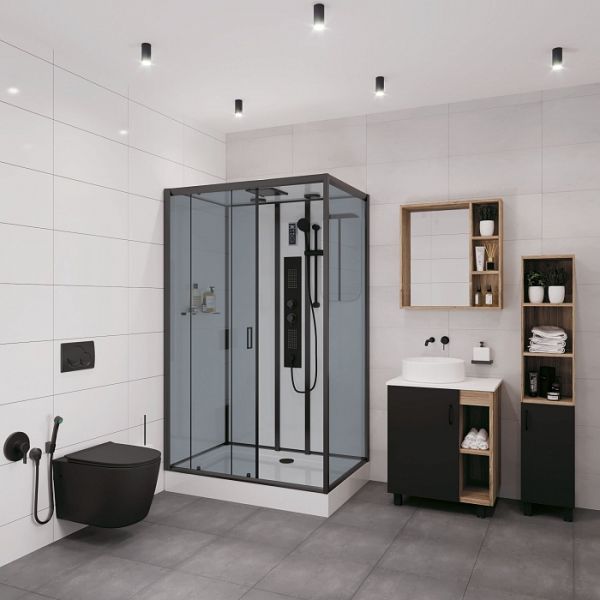 Душевая кабина Niagara Premium NG-6912-01GQR BLACK 120х80х210 правая стекло тонированное