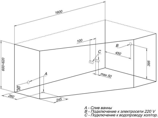 Акриловая ванна Aquanet Brize 160x90 R Акриловая ванна Aquanet Brize 160x90 R