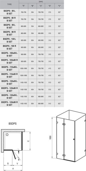 Душевой уголок Ravak BRILLIANT BSDPS-80/80 L хром+ прозрачное стекло Душевой уголок Ravak BRILLIANT BSDPS-80/80 L хром+ прозрачное стекло